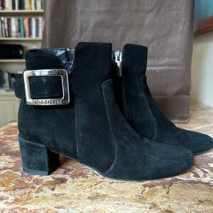 Valdini Black Suede Zip-Up Bootie Size 6